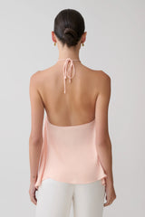 Adelaide Draped Satin Halter Top Peach