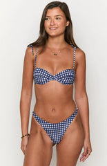 90 Swim Bianca Navy Gingham Bikini Top
