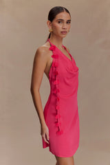 Gwenda Satin Floral Mini Dress Dragonfruit