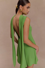 Wynter Scarf Draped Mini Dress Green