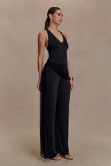 Aspyn Slinky Gathered Wide Leg Pants Black