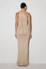 Celestino Floral Metallic Knit Maxi Dress Gold