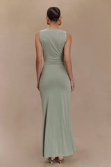 Beck Plunge Maxi Dress With Floral Hardware Basil