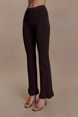Suzie Ribbed Flared Pants Chocolate