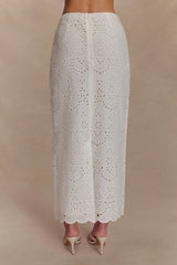 Kensley Broderie Midi Skirt White
