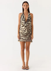 Varindra Cowl Mini Dress Zebra