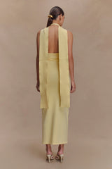 Wynn Floral Knit Midi Dress Lemon