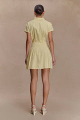 Aysha Buttoned Linen Mini Dress Lemon