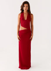 Main Act Halter Maxi Dress Raspberry