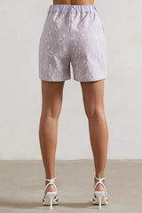 Florenza Mauve Lace High Waist Tailored Shorts