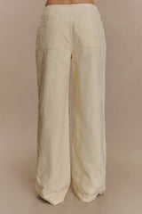 Ebony Embroidered Denim Jeans Cream