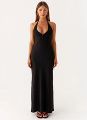 Yaselle Button Front Maxi Dress Black