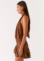 Willow Chiffon Mini Dress Chocolate