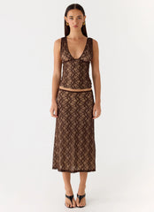 Options Lace Top Chocolate