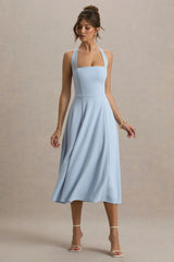 Auburn Powder Blue Halter Neck Midi Dress