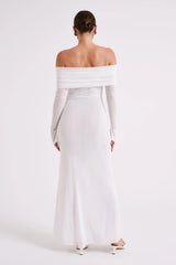 Josie Off Shoulder Mesh Maxi Dress Ivory