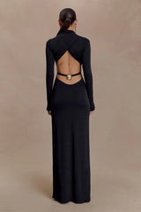 Kiyah Slinky Cut Out Maxi Dress Black