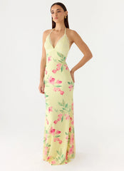 Takedown Halter Maxi Dress Lemon Soleil