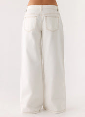 Neo Low Rise Wide Leg Denim Jeans Ivory