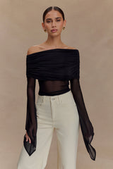 Dahlia One Shoulder Top Black