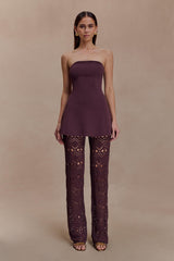 Trena Crochet Knit Pants Chocolate