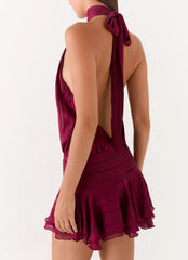 Willow Chiffon Mini Dress Plum