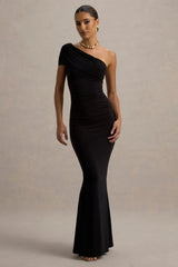 Alethea Black Asymmetric Bardot Maxi Dress