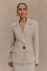 Max Cinched Waist Blazer Ivory Stone