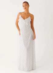 Harri Maxi Dress White Polka Dot