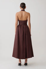 Cindy Collared Midi Dress Chocolate