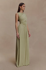 Ayeshya Slinky Asymmetric Maxi Dress Sage