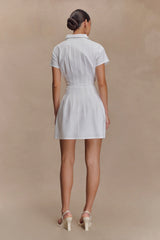 Aysha Buttoned Linen Mini Dress White