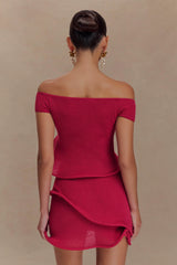 Haisley Off Shoulder Knit Top Raspberry