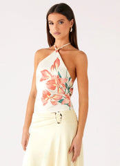 Loreta Beaded Tie Back Top Siena Floral