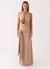 Rowan Ray Cowl Maxi Dress Light Taupe