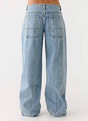 Johnny Low Rise Wide Leg Denim Jeans Light Blue Wash