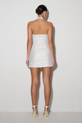 Raina Diamante Halter Mini Dress White