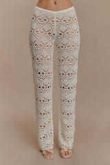 Trena Crochet Knit Pants Ivory