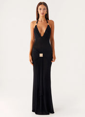 Miyah Halter Hardware Maxi Dress Black