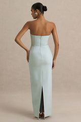Fierce Light Blue Asymmetric Ruched Maxi Dress