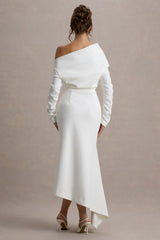 Lou White One Shoulder Asymmetric Maxi Dress