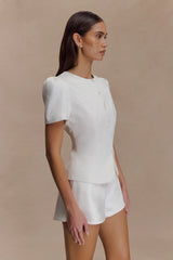 Anne Satin Mini Short White