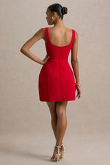 Corey Red Sweetheart Mini Dress With Bow Details