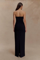 Kalila Strapless Crepe Maxi Dress Black