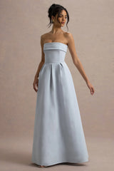 Maddalena Powder Blue Bandeau Skater Maxi Dress