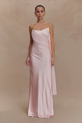 Carah Satin And Chiffon Maxi Dress Pale Pink