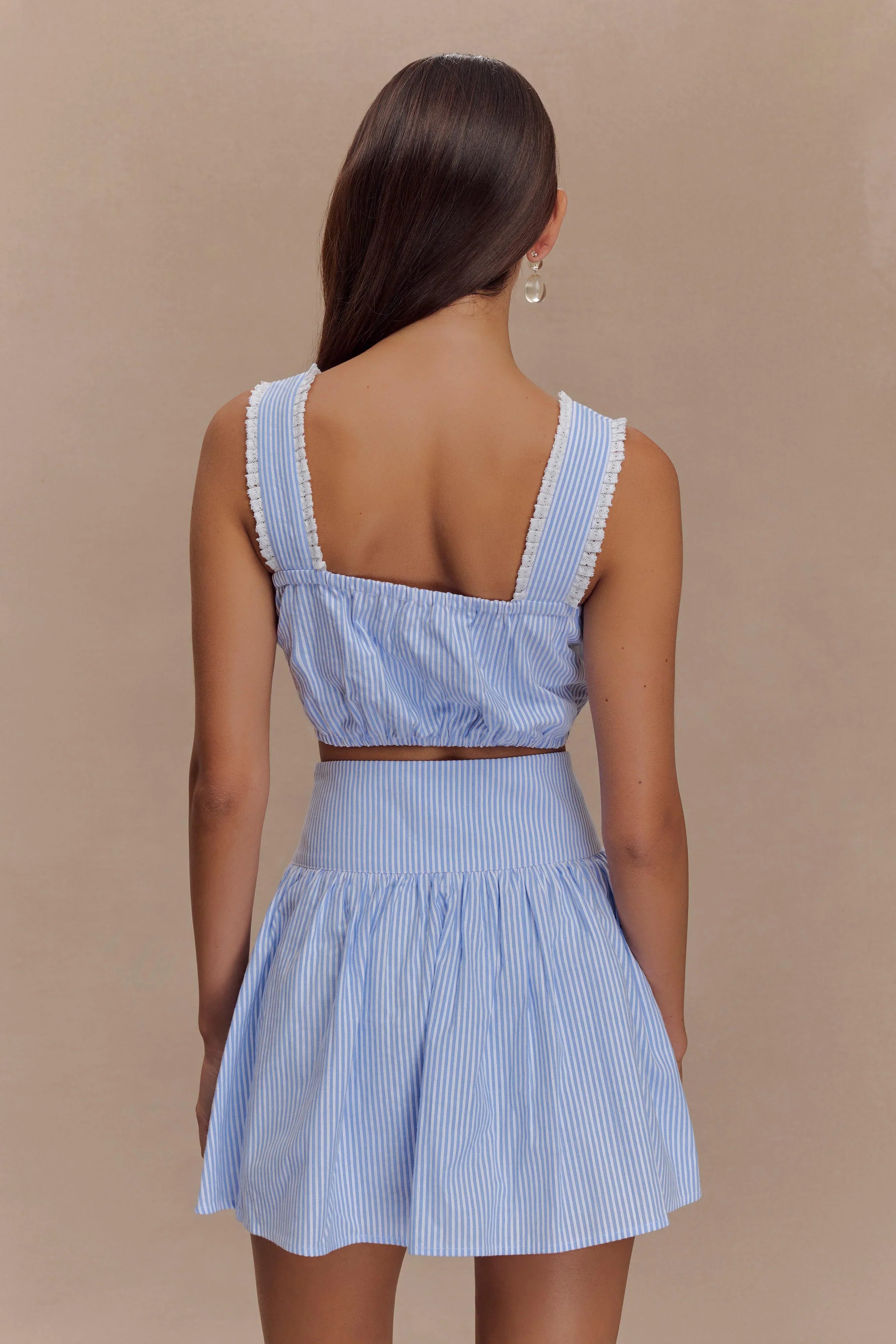 Gretel Hem Mini Skirt Blue Pinstripe