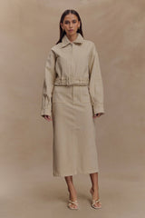 Fallon Denim Midi Skirt Stone Wash