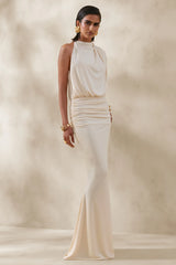 Umaira Cream High Neck Maxi Dress
