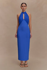Mierah Halter Midi Dress Cobalt Blue